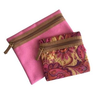 STEPHANIE JOHNSON NWOT Makeup Bag Set Cosmetic Boho Paisley Pink NEW